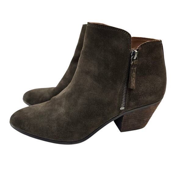 Frye Double Zip Bootie Size 10 Suede Brown Double Zip Ankle Boot Holly Judith - Picture 2 of 9